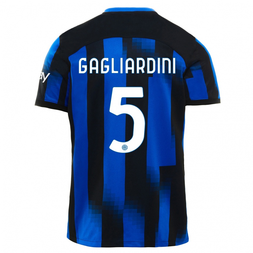Hombre Fútbol Camiseta Roberto Gagliardini #5 Azul Negro 1ª Equipación 2023/24 México