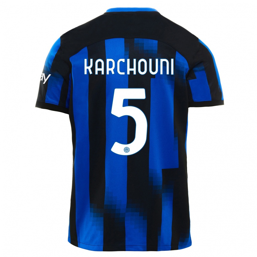 Hombre Fútbol Camiseta Ghoutia Karchouni #5 Azul Negro 1ª Equipación 2023/24 México