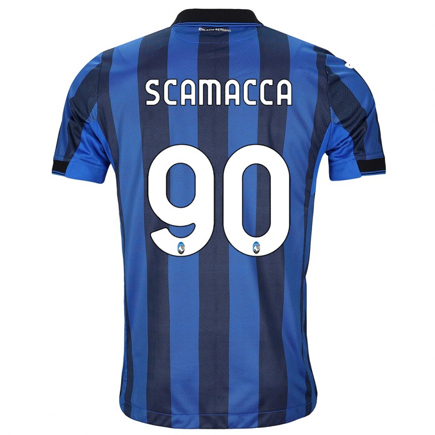 Hombre Fútbol Camiseta Gianluca Scamacca #90 Azul Negro 1ª Equipación 2023/24 México
