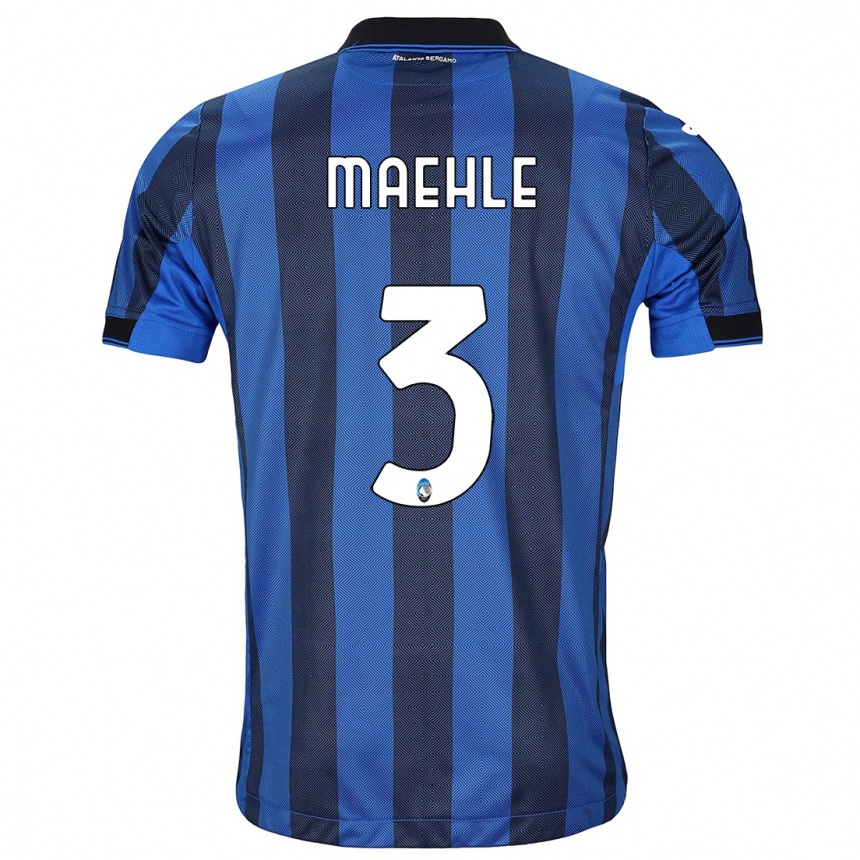 Hombre Fútbol Camiseta Joakim Maehle #3 Azul Negro 1ª Equipación 2023/24 México