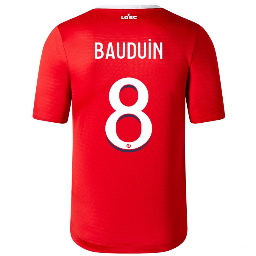 Hombre Fútbol Camiseta Justine Bauduin #8 Rojo 1ª Equipación 2023/24 México