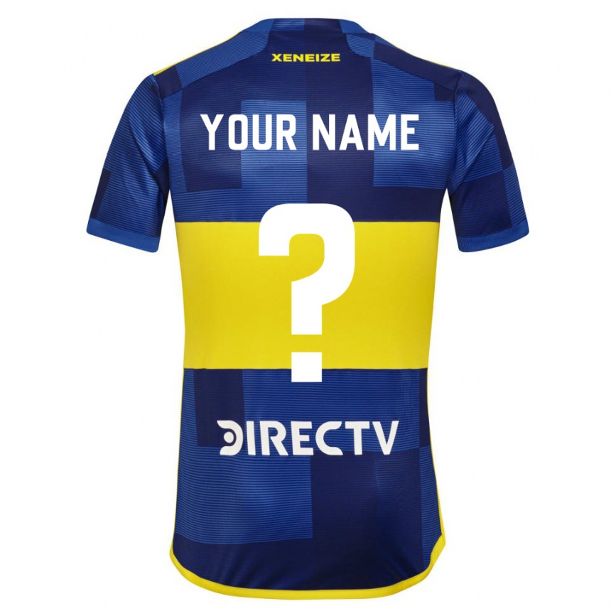 Hombre Fútbol Camiseta Su Nombre #0 Azul Oscuro Amarillo 1ª Equipación 2023/24 México