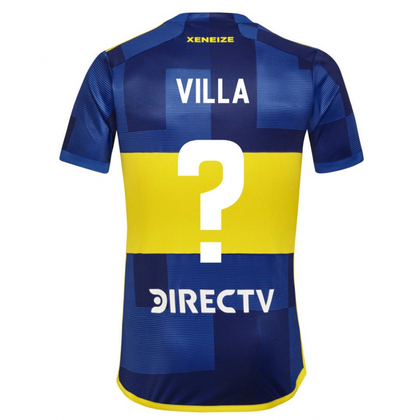 Hombre Fútbol Camiseta Sebastian Villa #0 Azul Oscuro Amarillo 1ª Equipación 2023/24 México