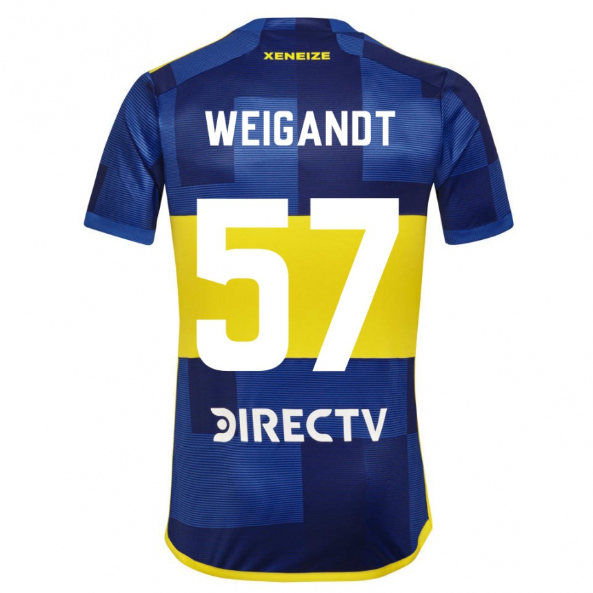 Hombre Fútbol Camiseta Marcelo Weigandt #57 Azul Oscuro Amarillo 1ª Equipación 2023/24 México