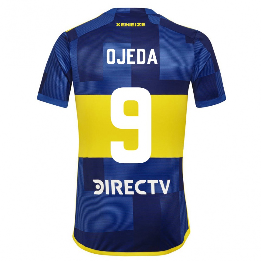 Hombre Fútbol Camiseta Andrea Ojeda #9 Azul Oscuro Amarillo 1ª Equipación 2023/24 México