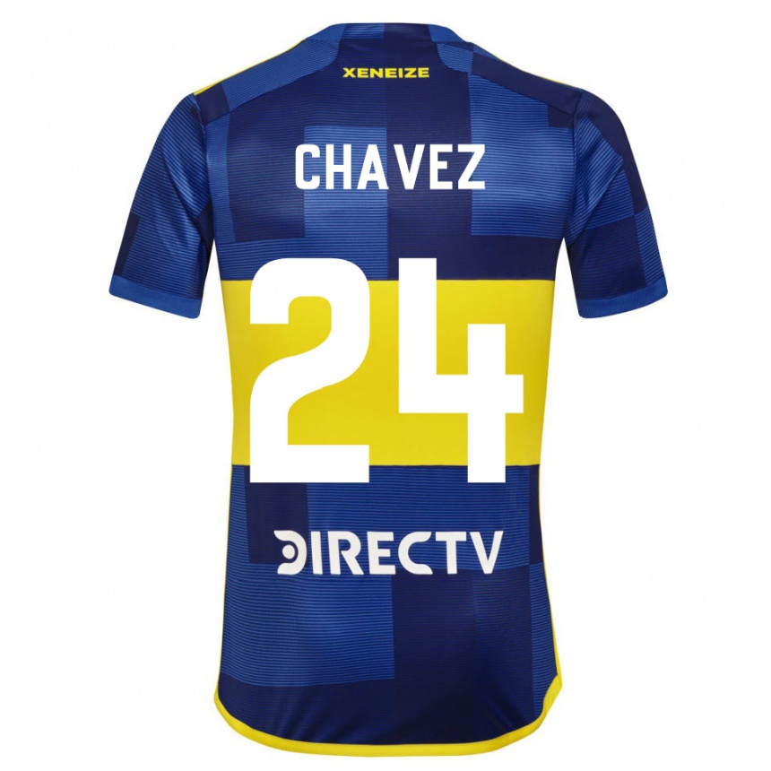 Hombre Fútbol Camiseta Gabriela Chavez #24 Azul Oscuro Amarillo 1ª Equipación 2023/24 México