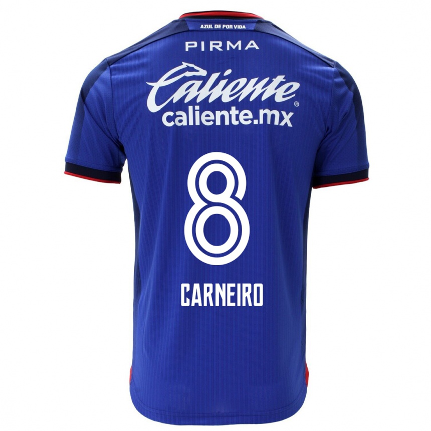 Hombre Fútbol Camiseta Gonzalo Carneiro #8 Azul 1ª Equipación 2023/24 México