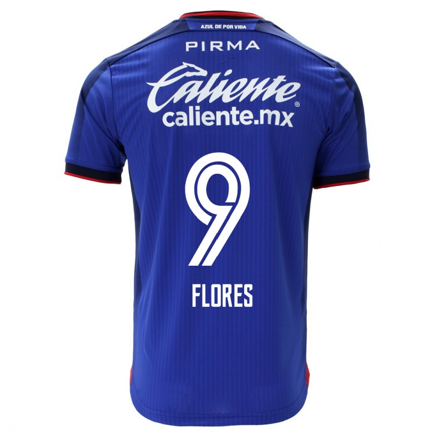 Hombre Fútbol Camiseta Daniela Flores #9 Azul 1ª Equipación 2023/24 México