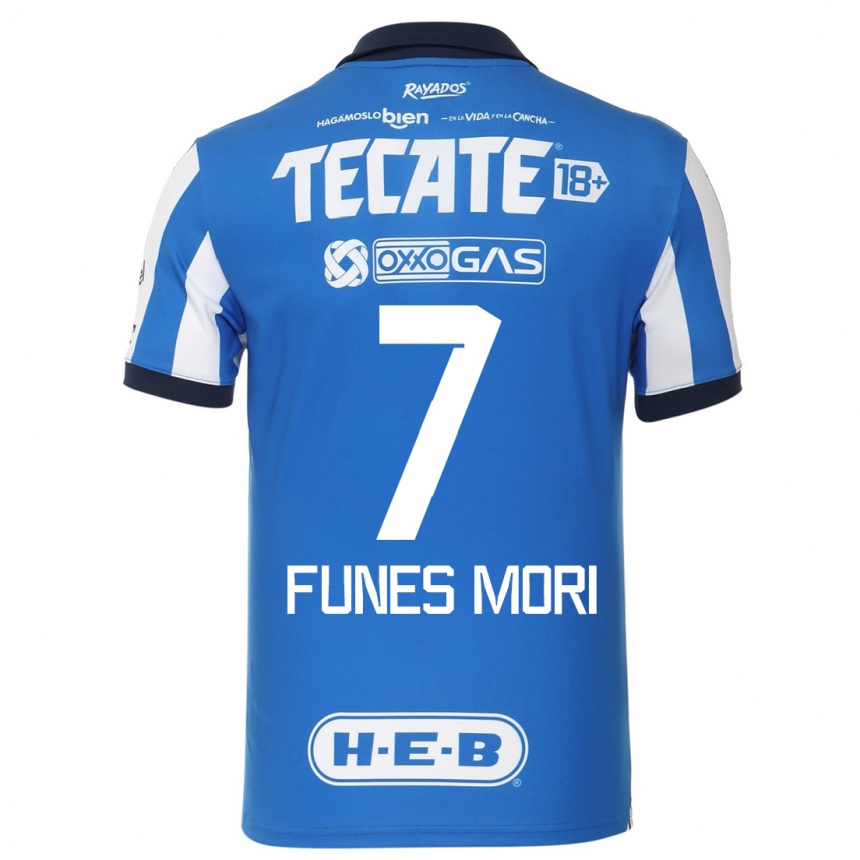 Hombre Fútbol Camiseta Rogelio Funes Mori #7 Azul Blanco 1ª Equipación 2023/24 México