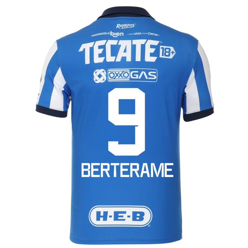 Hombre Fútbol Camiseta German Berterame #9 Azul Blanco 1ª Equipación 2023/24 México