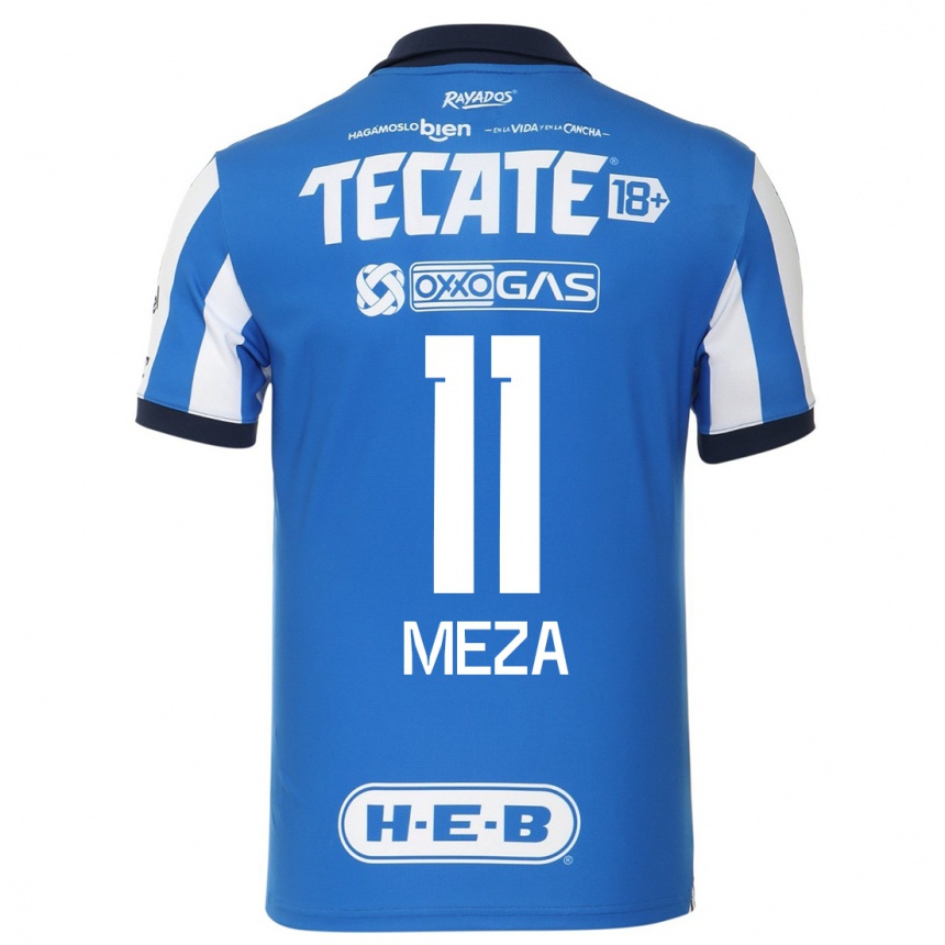 Hombre Fútbol Camiseta Maximiliano Meza #11 Azul Blanco 1ª Equipación 2023/24 México