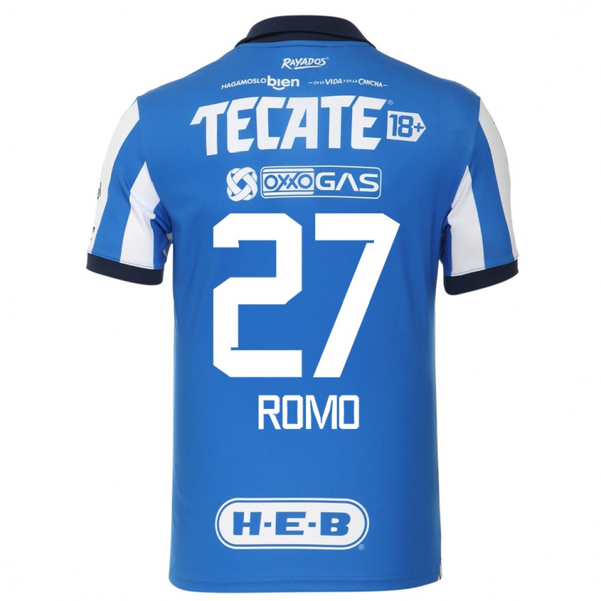 Hombre Fútbol Camiseta Luis Romo #27 Azul Blanco 1ª Equipación 2023/24 México
