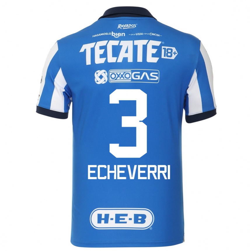 Hombre Fútbol Camiseta Isabella Echeverri #3 Azul Blanco 1ª Equipación 2023/24 México