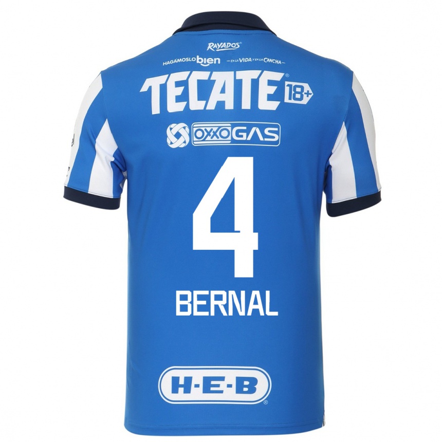 Hombre Fútbol Camiseta Rebeca Bernal #4 Azul Blanco 1ª Equipación 2023/24 México