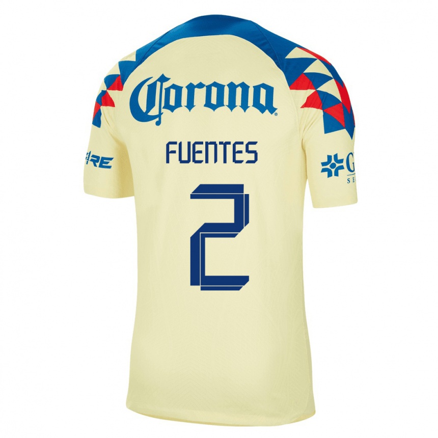 Hombre Fútbol Camiseta Luis Fuentes #2 Amarillo 1ª Equipación 2023/24 México