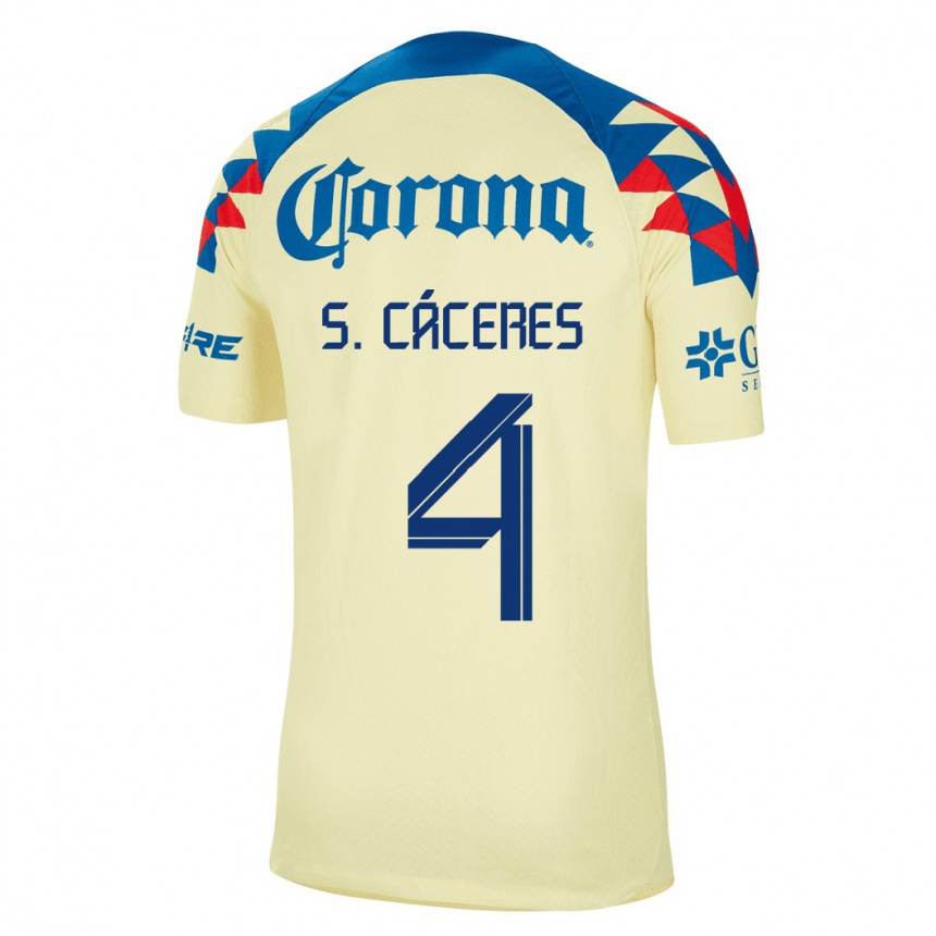 Hombre Fútbol Camiseta Sebastian Caceres #4 Amarillo 1ª Equipación 2023/24 México