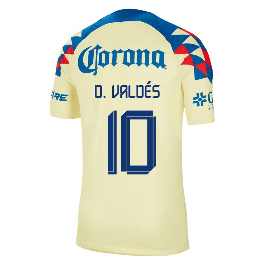 Hombre Fútbol Camiseta Diego Valdes #10 Amarillo 1ª Equipación 2023/24 México