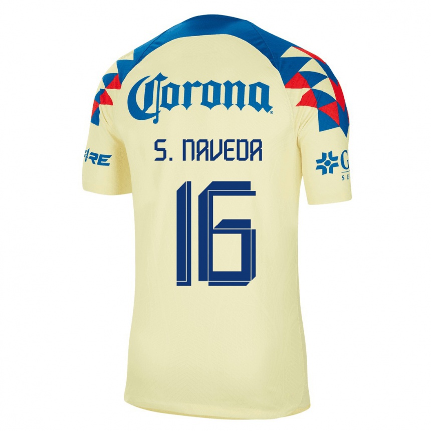 Hombre Fútbol Camiseta Santiago Naveda #16 Amarillo 1ª Equipación 2023/24 México