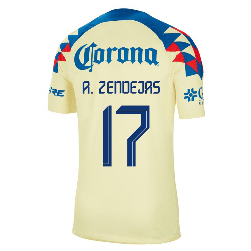 Hombre Fútbol Camiseta Alejandro Zendejas #17 Amarillo 1ª Equipación 2023/24 México