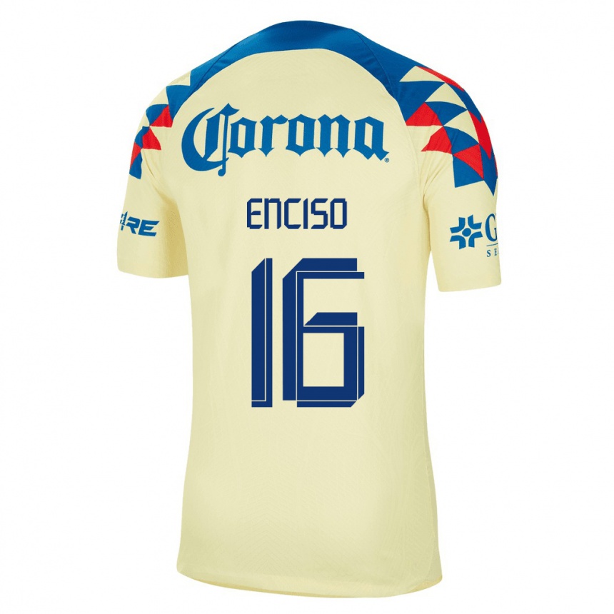 Hombre Fútbol Camiseta Sabrina Enciso #16 Amarillo 1ª Equipación 2023/24 México