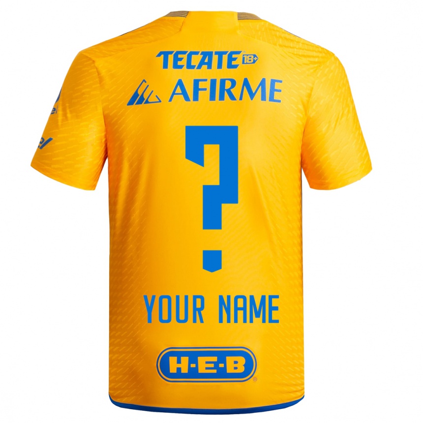 Hombre Fútbol Camiseta Su Nombre #0 Amarillo 1ª Equipación 2023/24 México