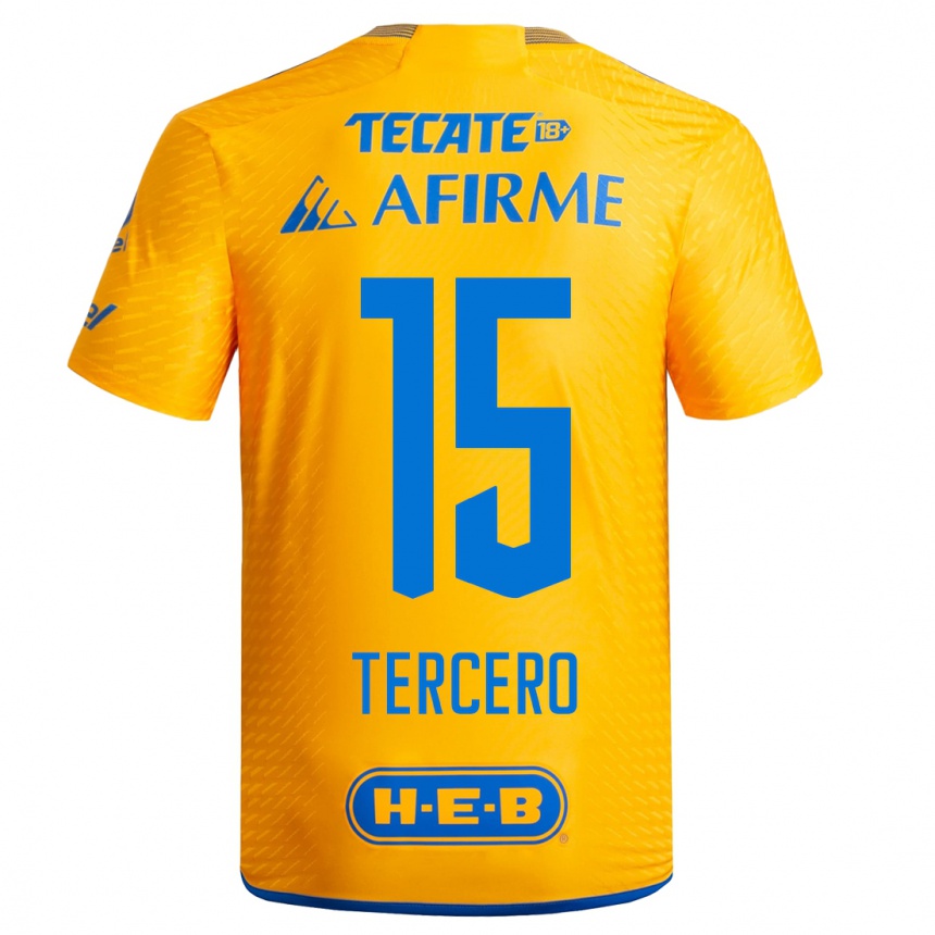 Hombre Fútbol Camiseta Eduardo Tercero #15 Amarillo 1ª Equipación 2023/24 México
