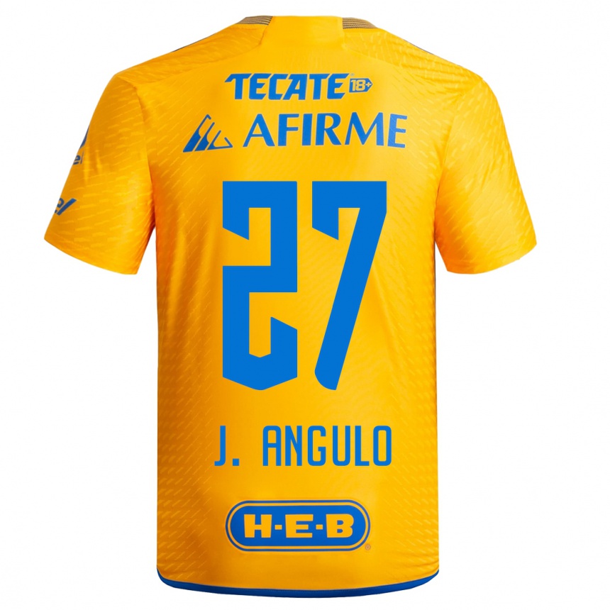 Hombre Fútbol Camiseta Jesus Angulo #27 Amarillo 1ª Equipación 2023/24 México