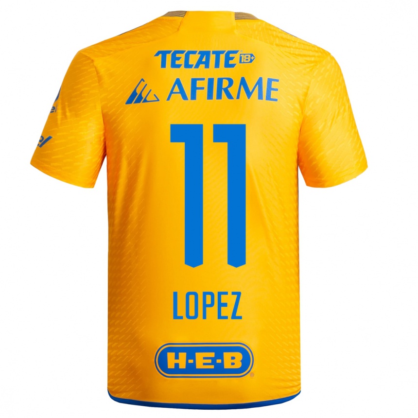 Hombre Fútbol Camiseta Nicolas Lopez #11 Amarillo 1ª Equipación 2023/24 México