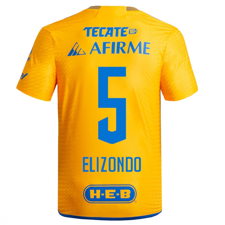 Hombre Fútbol Camiseta Fernanda Elizondo #5 Amarillo 1ª Equipación 2023/24 México