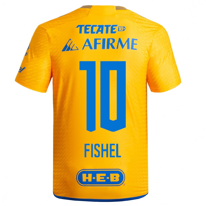 Hombre Fútbol Camiseta Mia Fishel #10 Amarillo 1ª Equipación 2023/24 México