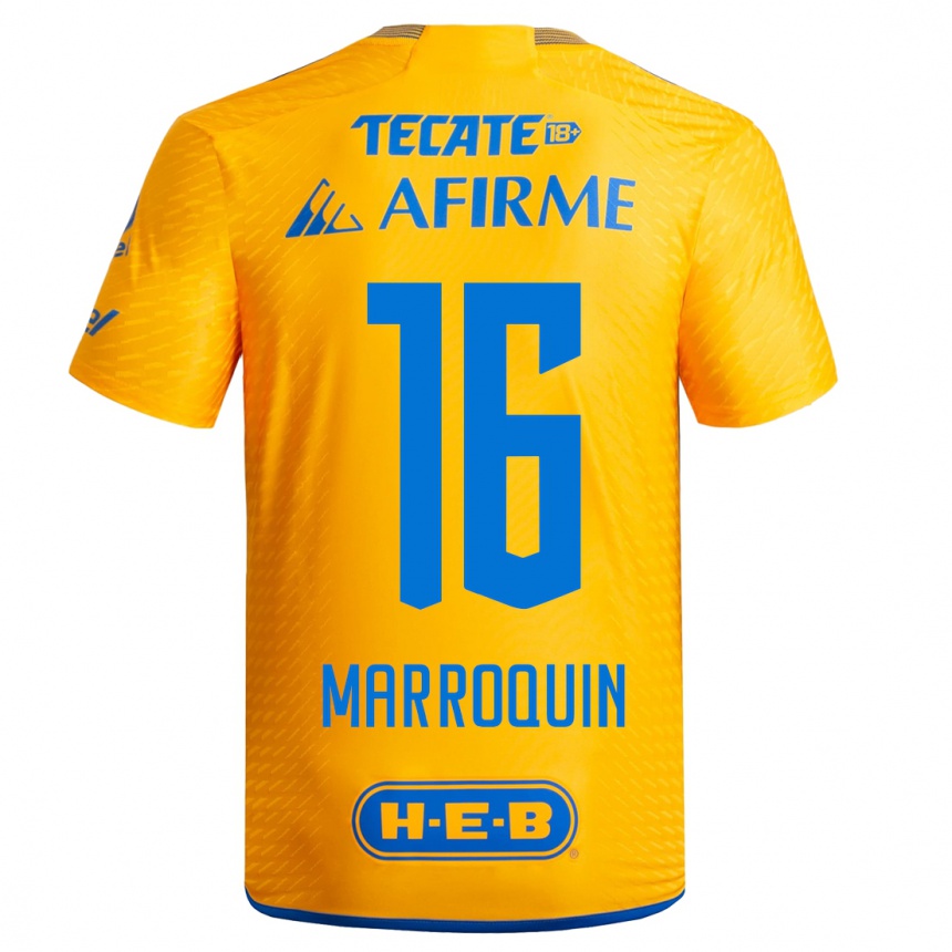Hombre Fútbol Camiseta Ammanda Marroquin #16 Amarillo 1ª Equipación 2023/24 México