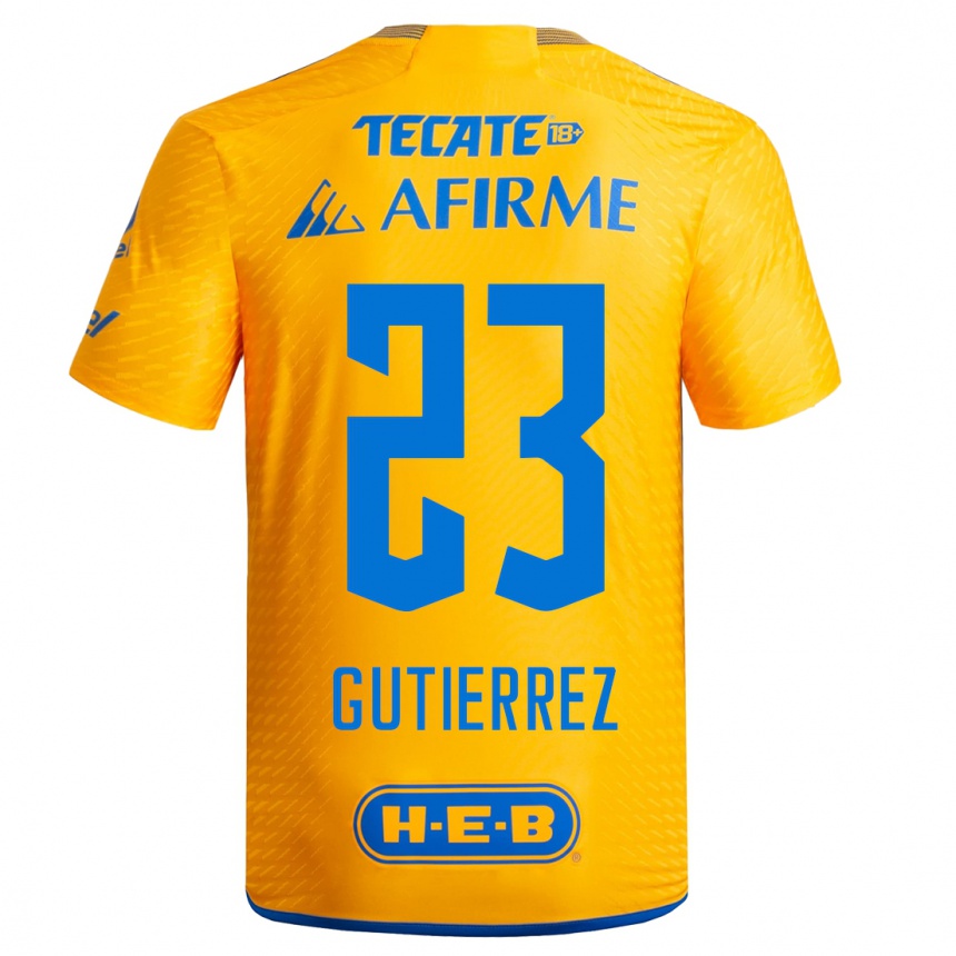 Hombre Fútbol Camiseta Jana Gutierrez #23 Amarillo 1ª Equipación 2023/24 México