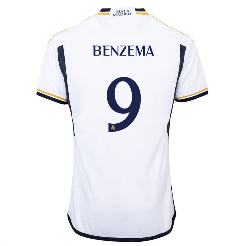 Mujer Fútbol Camiseta Karim Benzema #9 Blanco 1ª Equipación 2023/24 México