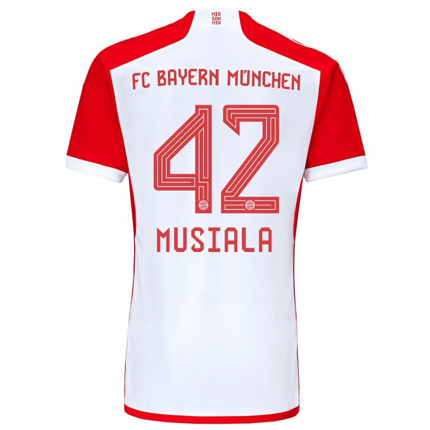 Mujer Fútbol Camiseta Jamal Musiala #42 Rojo Blanco 1ª Equipación 2023/24 México