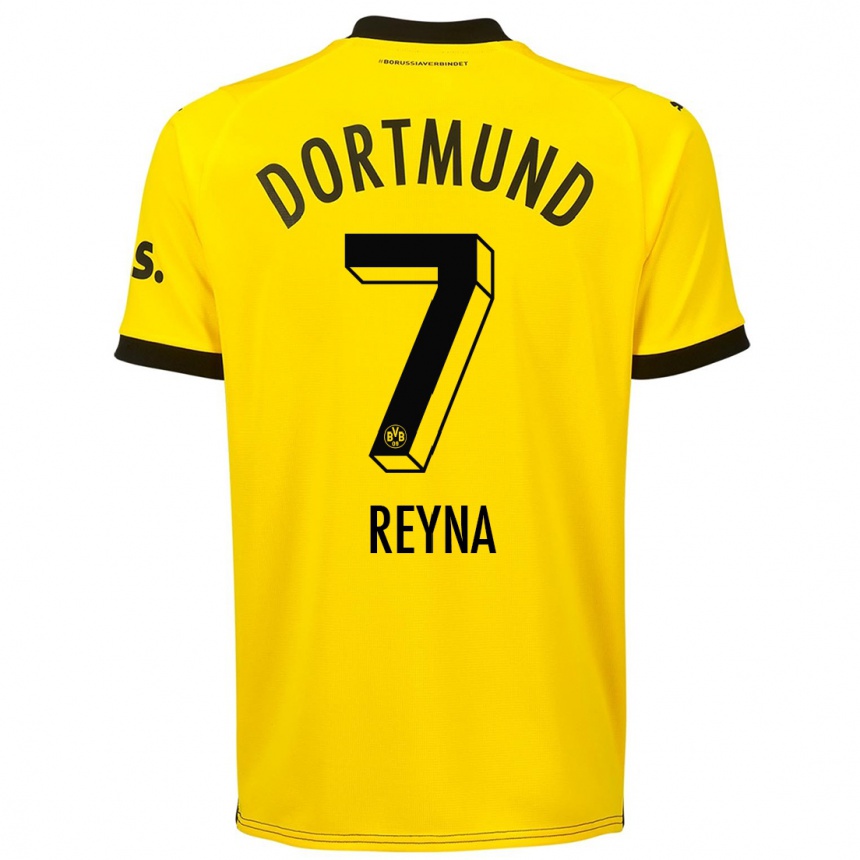 Mujer Fútbol Camiseta Giovanni Reyna #7 Amarillo 1ª Equipación 2023/24 México