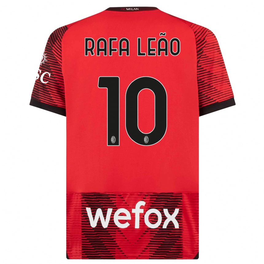 Mujer Fútbol Camiseta Rafael Leao #10 Negro Rojo 1ª Equipación 2023/24 México