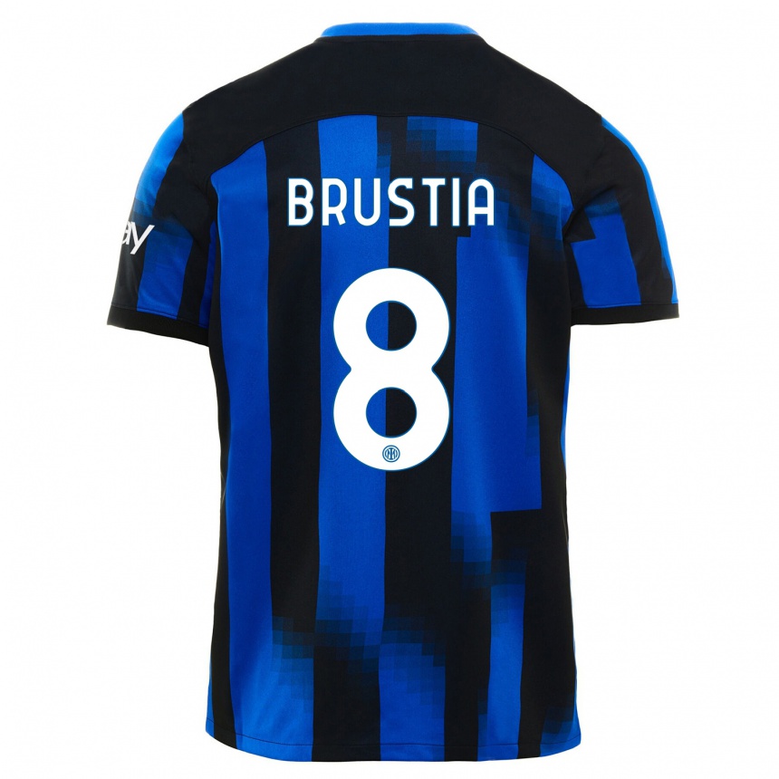 Mujer Fútbol Camiseta Martina Brustia #8 Azul Negro 1ª Equipación 2023/24 México