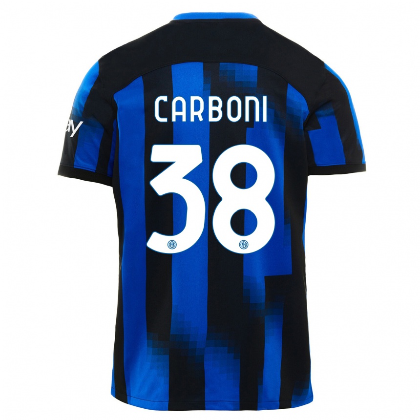 Mujer Fútbol Camiseta Valentin Carboni #38 Azul Negro 1ª Equipación 2023/24 México