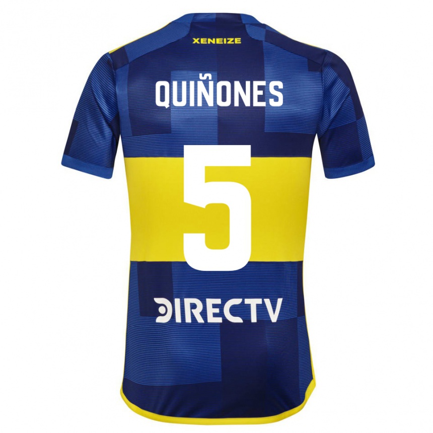 Mujer Fútbol Camiseta Florencia Quiñones #5 Azul Oscuro Amarillo 1ª Equipación 2023/24 México