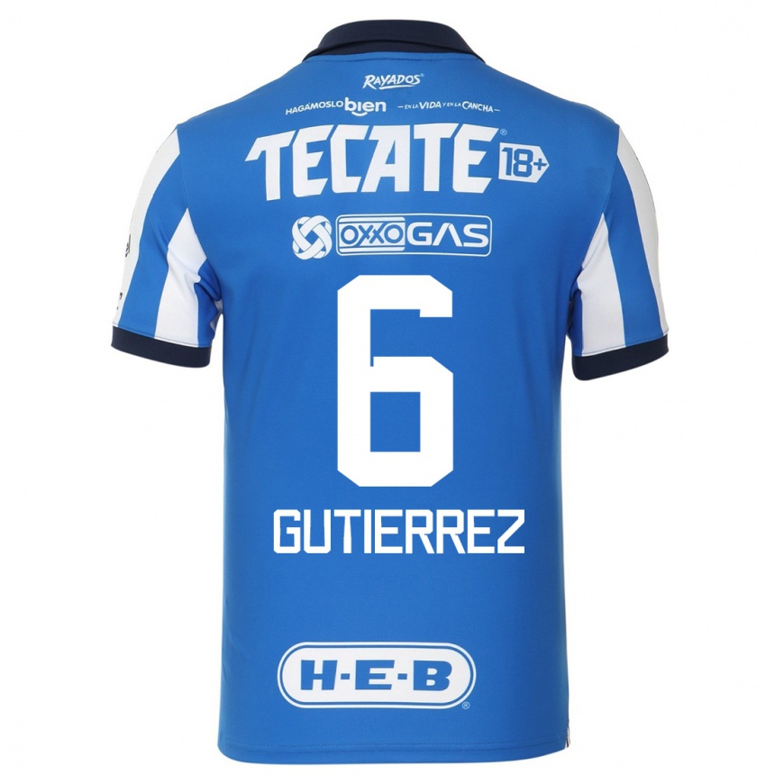 Mujer Fútbol Camiseta Edson Gutierrez #6 Azul Blanco 1ª Equipación 2023/24 México