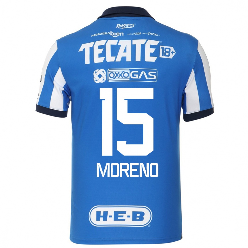 Mujer Fútbol Camiseta Hector Moreno #15 Azul Blanco 1ª Equipación 2023/24 México