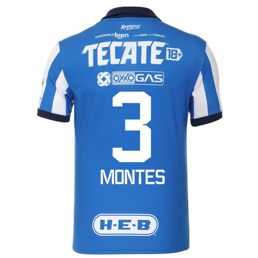 Mujer Fútbol Camiseta Cesar Montes #3 Azul Blanco 1ª Equipación 2023/24 México