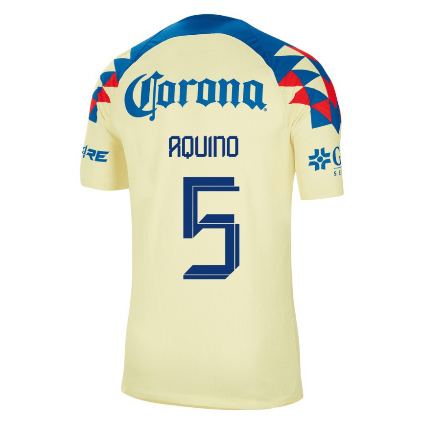 Mujer Fútbol Camiseta Pedro Aquino #5 Amarillo 1ª Equipación 2023/24 México