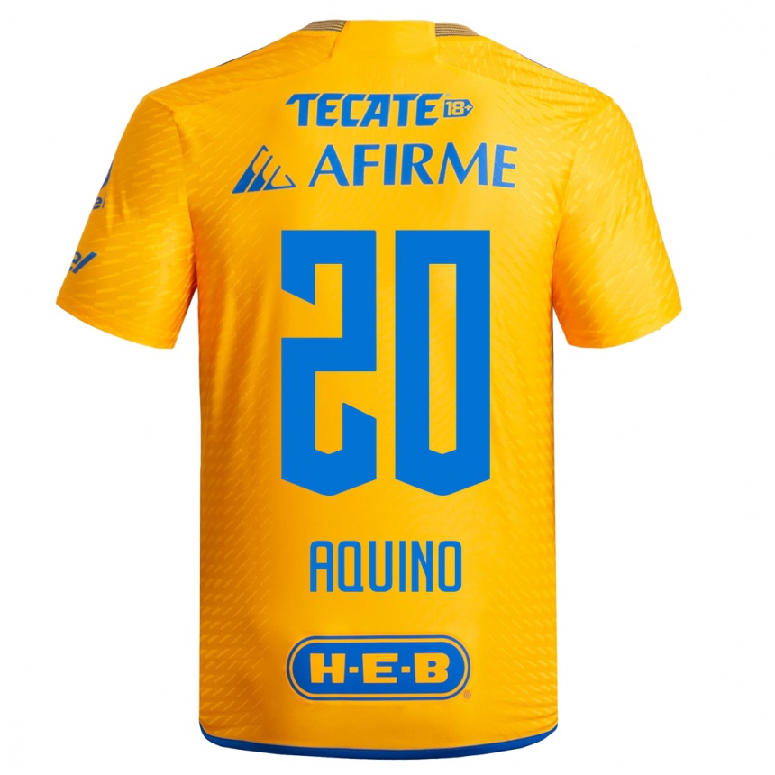 Mujer Fútbol Camiseta Javier Aquino #20 Amarillo 1ª Equipación 2023/24 México