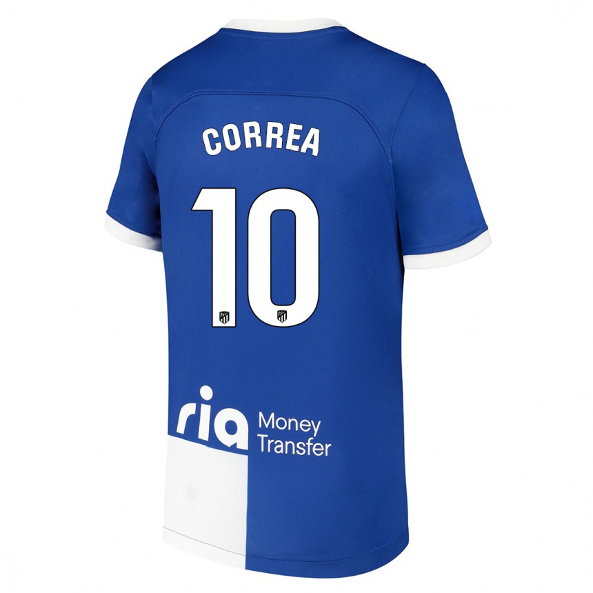 Mujer Fútbol Camiseta Angel Correa #10 Azul Blanco 2ª Equipación 2023/24 México