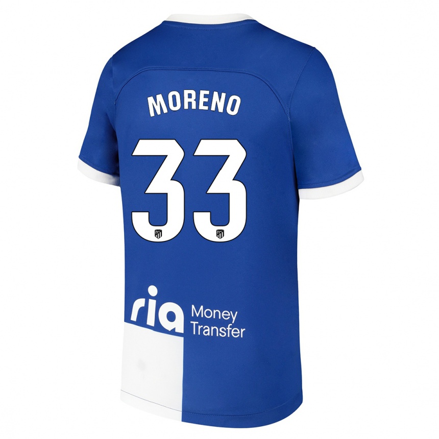 Mujer Fútbol Camiseta Alberto Moreno #33 Azul Blanco 2ª Equipación 2023/24 México