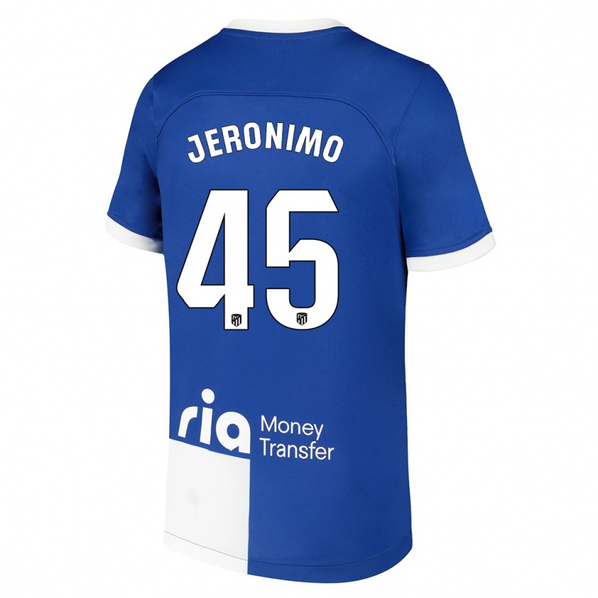 Mujer Fútbol Camiseta Isaiah Jeronimo #45 Azul Blanco 2ª Equipación 2023/24 México