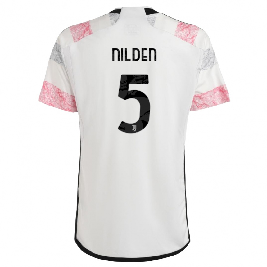 Mujer Fútbol Camiseta Amanda Nilden #5 Blanco Rosa 2ª Equipación 2023/24 México