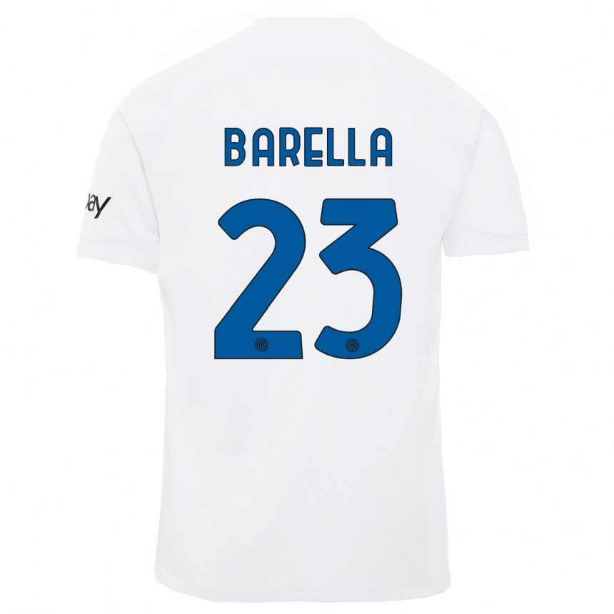 Mujer Fútbol Camiseta Nicolo Barella #23 Blanco 2ª Equipación 2023/24 México