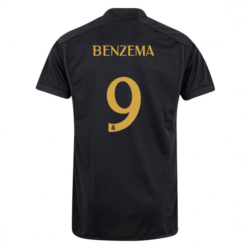 Mujer Fútbol Camiseta Karim Benzema #9 Negro Equipación Tercera 2023/24 México